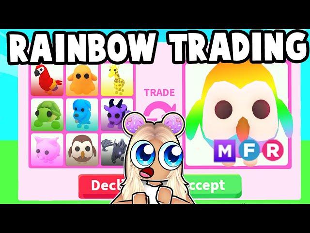 TRADING THROUGH THE RAINBOW (ADOPT ME TRADE CHALLENGE)