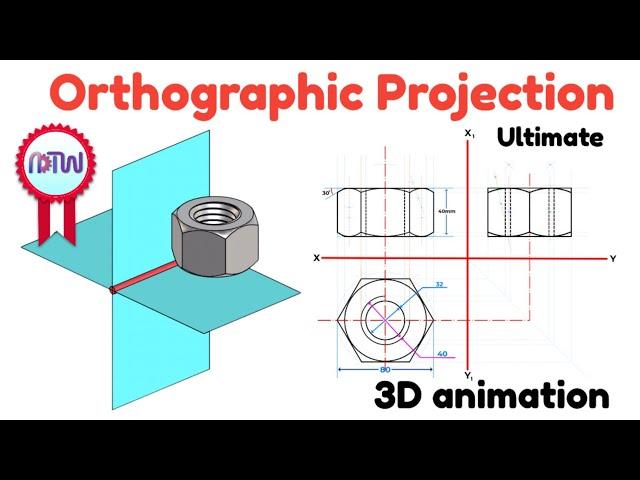 How to Draw a Hexagonal Nut | Orthographic Projection | Engineering Drawing