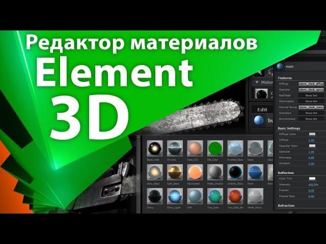 Урок Element 3D - редактор материалов - AEplug 002