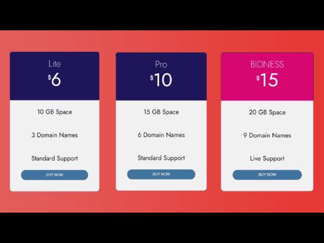 Responsive Pricing Table Using HTML and CSS