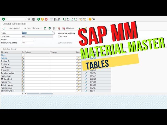 material master tables