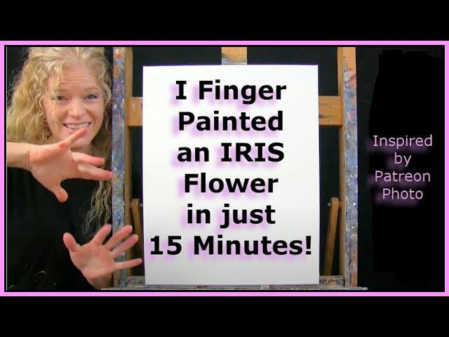 FINGER PAINTING AN IRIS-Learn How to Draw and Paint with Acrylics using your Fingers.