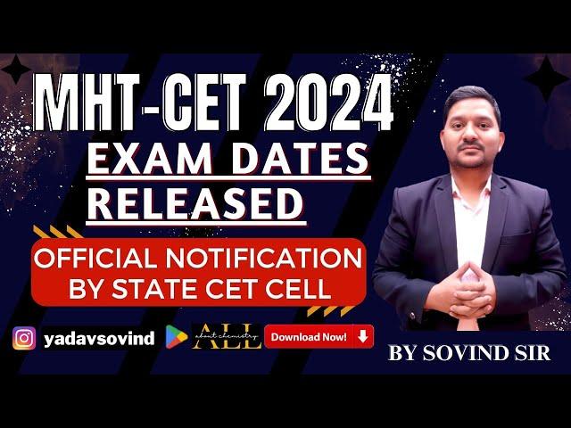 MHT-CET EXAM DATE RELEASED BY CET CELL  2024 | ALL ABOUT CHEMISTRY | SOVIND SIR | #examdate #live