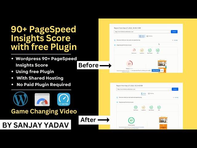 Speed Up Your WordPress Website with Free Plugins for a 90+ PageSpeed Insights Score - Sanjay Yadav