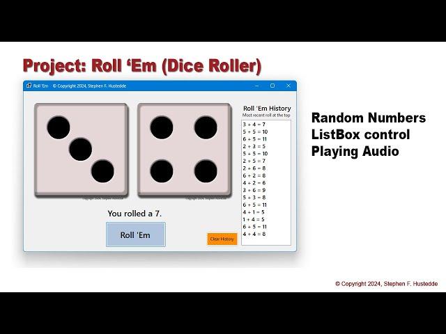 OOP Programming (VB) - 07D Roll 'Em project