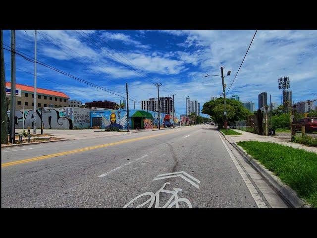 4K Allaphattah - Downtown Miami Via 20th Street , Summer City Cycling Tour , Miami FL July 2024