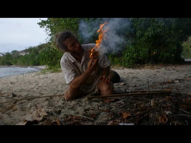 Bamboo Fire Saw with stone tools.  Tropical Survival skills