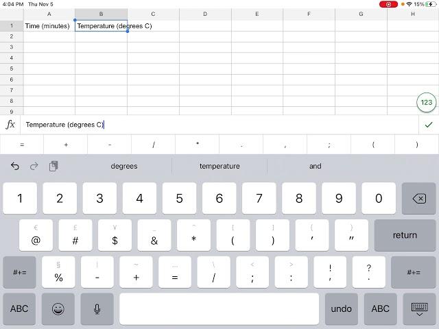 Making a table in Google Docs app on iPad