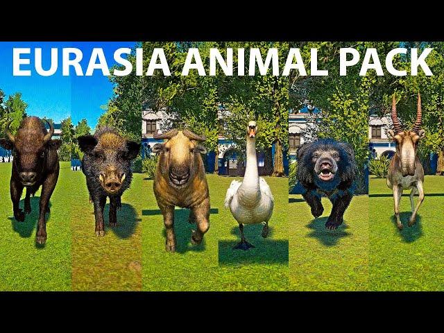 Eurasia Animal Pack Speed Races in Planet Zoo included Sloth Bear, Swan, Boar, Wisent, Wolverine