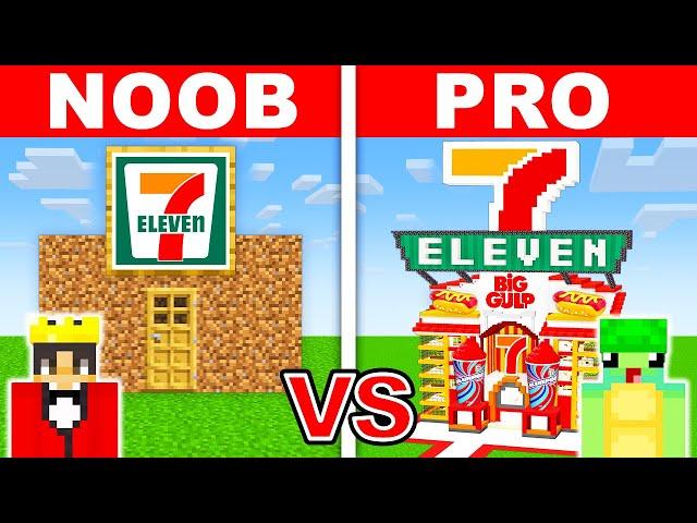 NOOB vs PRO: MODERN 7-ELEVEN HOUSE BUILD CHALLENGE in Minecraft