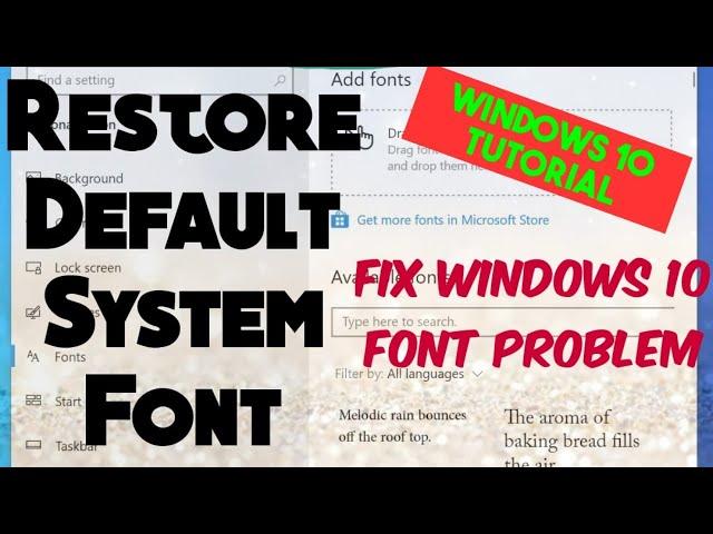 Easily Fix Windows 10 Font Problem | How to Restore Default Font in Windows 10 | Windows 10 Tutorial