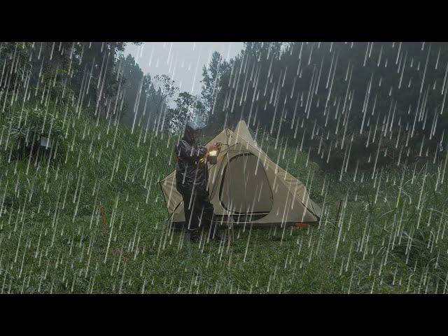 RELAXING CAMPING Heavy Rain & Thunderstorm - Rain Sounds Camping ASMR