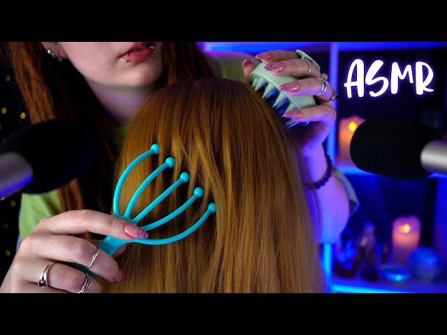 АСМР МАССАЖ ГОЛОВЫ ‍ ЗВУКИ ВОЛОС, расчесывание, перебирание | ASMR SCALP MASSAGE