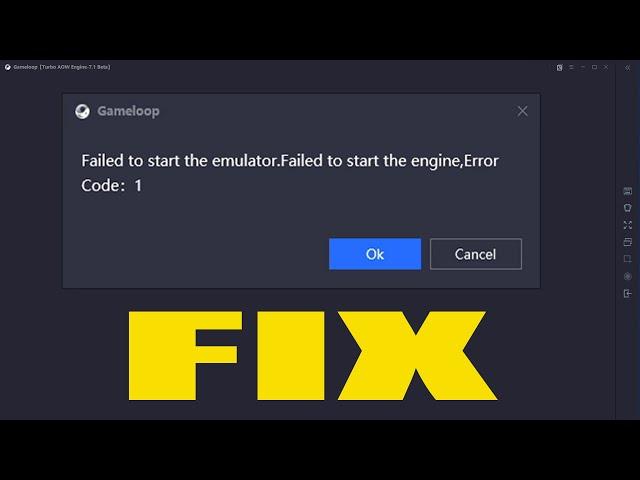 HOW TO FIX Failed to start the emulator, Failed to start the engine, Error code 1 Gameloop Emulator