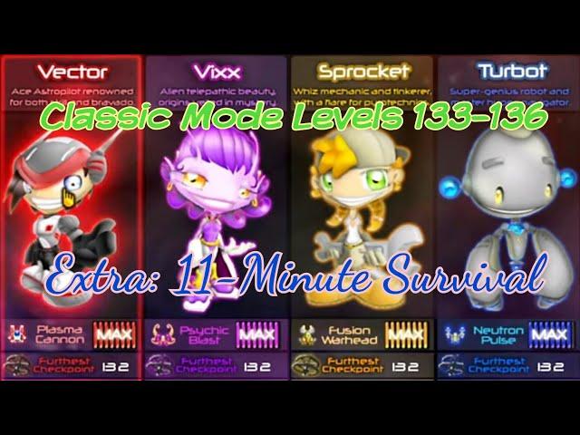 AstroPop Deluxe - Classic Levels 133-136 (All Characters), Followed by Survival Mode (11 Minutes)