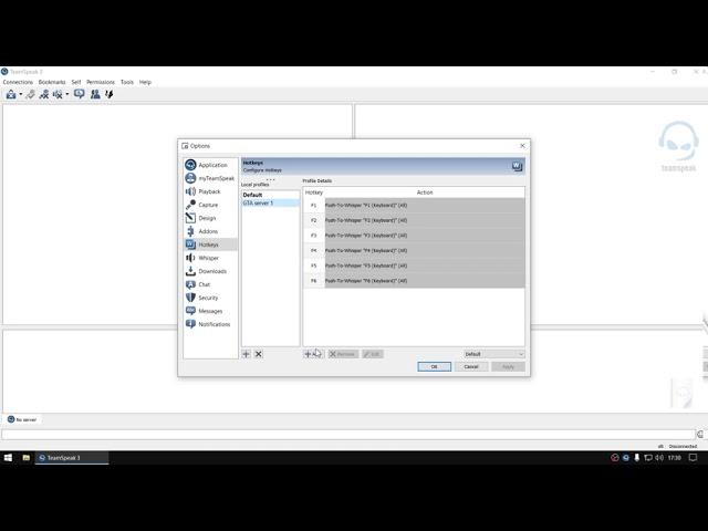 How to setup a push-to-mute hotkey in TeamSpeak 3