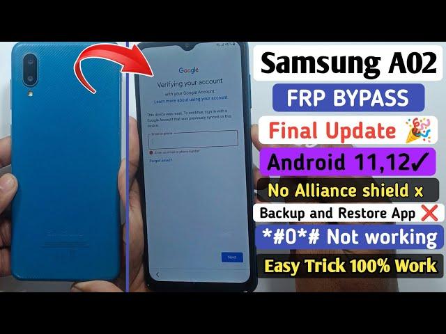 Samsung A02 FRP Bypass | Samsung Galaxy A02 Android 11/12 Google FRP Unlock 2024 | New Method