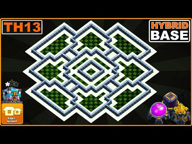 NEW BEST! Town Hall 13 Hybrid Base COPY LINK | COC th13 Trophy base design