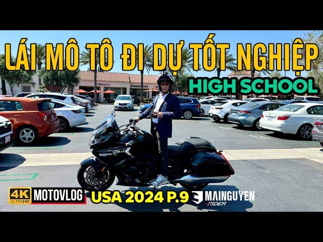 MẶC VEST, LÁI MÔ TÔ BMW K1600 ĐI DỰ TỐT NGHIỆP HIGH SCHOOL Ở MỸ | USA TRIP 2024