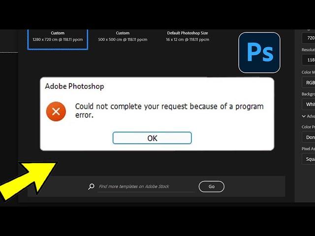 Could not complete your request because of a program error in Photoshop - How To Fix Adobe Error 