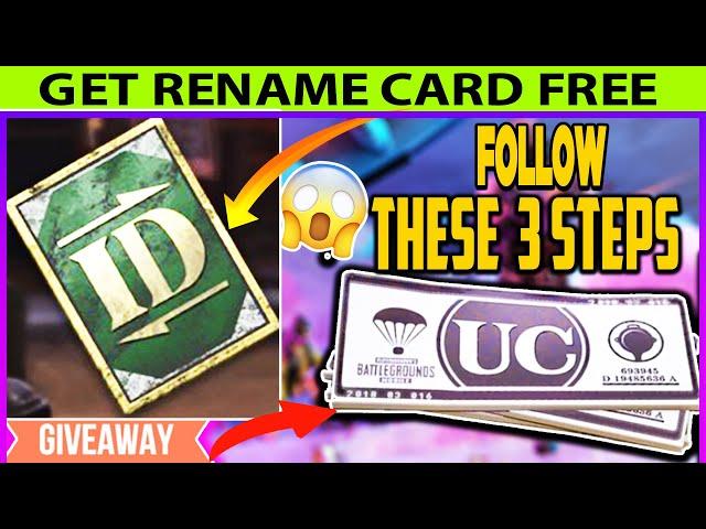 How To Get Free Rename Card In pubg Mobile | Best 3 Ways To get Rename card + (Giveaway)