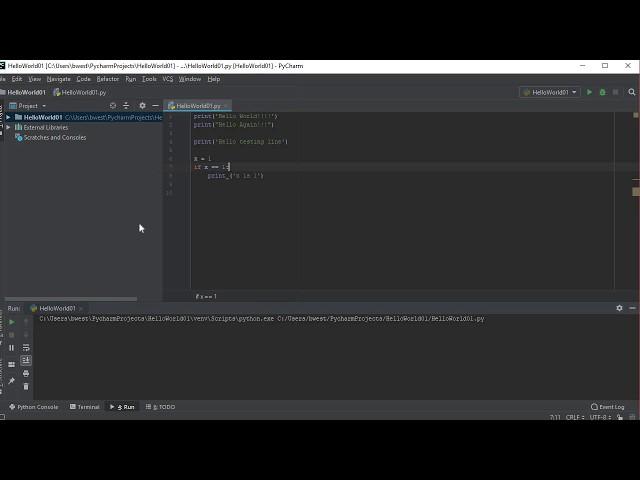 02 Python  Using PyCharm to create a basic program and Hello World in Python