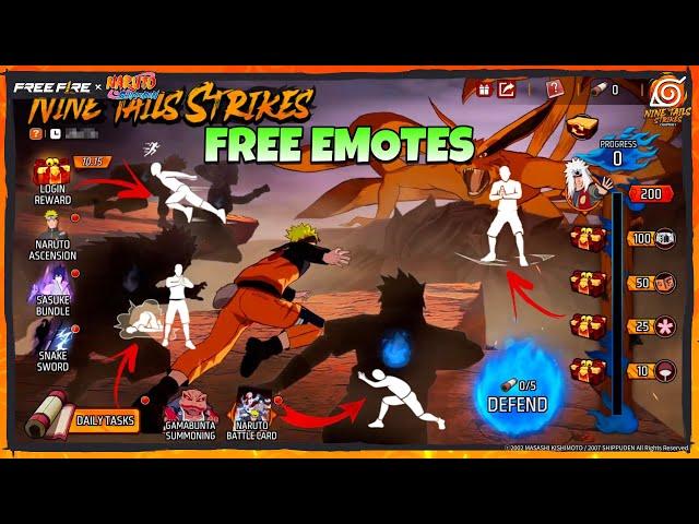 Free Fire x Naruto: Unlock All Free Emotes & Win Sasuke Bundle! 