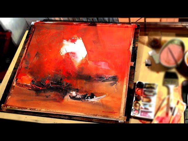 Abstract Painting Tutorial | Semi Abstract & Experimental Watercolor Techniques | Shahanoor Mamun