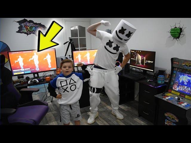 Marshmello Giving 7 Year Old Kid NEW COPYRIGHT Music Fortnite Dance Emote CROSSBOUNCE (Icon Series)