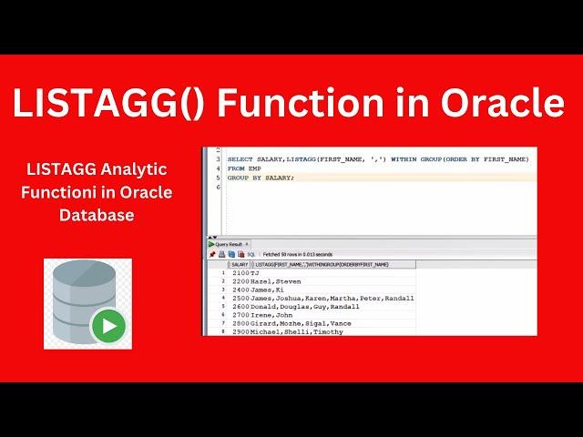 LISTAGG function in Oracle | LISTAGG() function | Oracle SQL Tutorial for beginners| Techie Creators