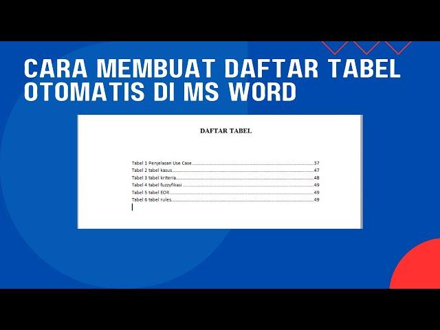 Cara Membuat Daftar Tabel Otomatis Word