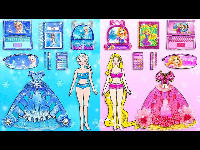 PINK & BLUE Costume Dress UP & School Supplies - Barbie Princess Friend | DIY Arts & Paper Crafts