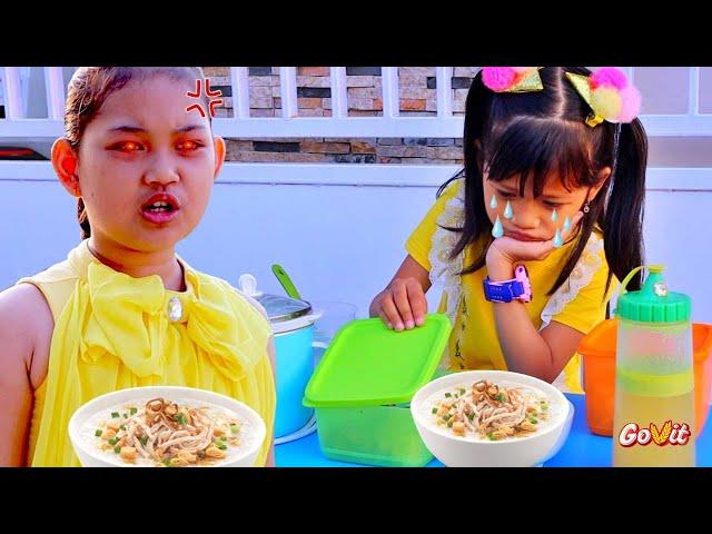 DRAMA PENJUAL BUBUR AYAM PEMBELINYA TEGA!! Hiks NANGIS! Ide Anak Kreatif Makan Jadi Seru ft Govit