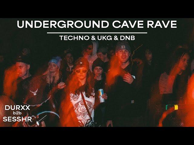 Underground Cave Rave pop-up DURXX b2b SESSHR on VHS [ DNB + UKG + TECHNO ]
