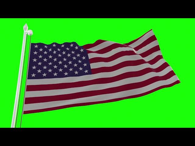 USA Flag GREEN SCREEN Close and Long Animation