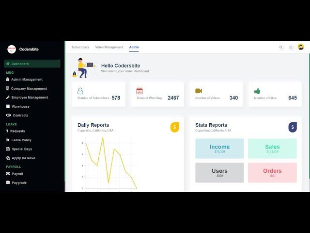 React Admin Dashboard With Html Css