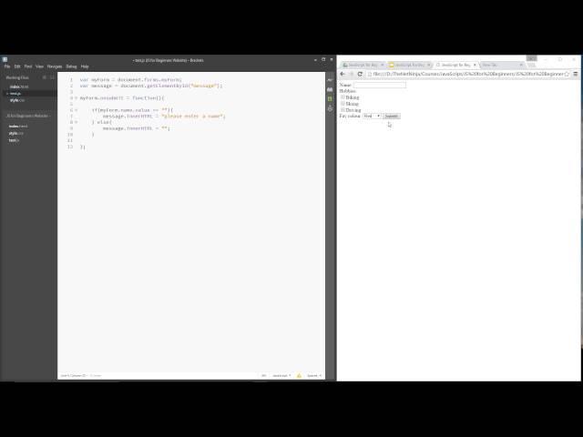 JavaScript Tutorial For Beginners #44 - VERY Simple Form Validation