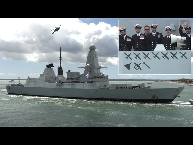 HMS Diamond displays Victory Marks after fighting drones and missiles in the Red Sea  ️