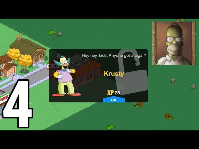 The Simpsons Tapped Out - Full Gameplay / Walkthrough Part 4 (IOS, Android) - Krusty Unlocked!