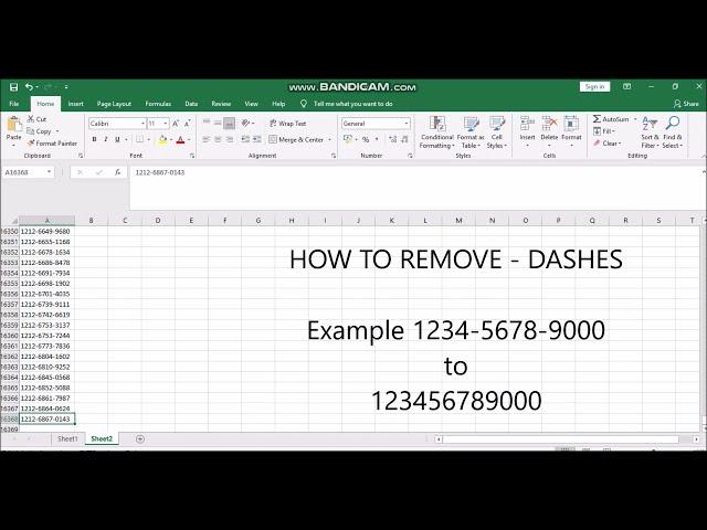 HOW TO REMOVE DASHES (-) IN EXCEL