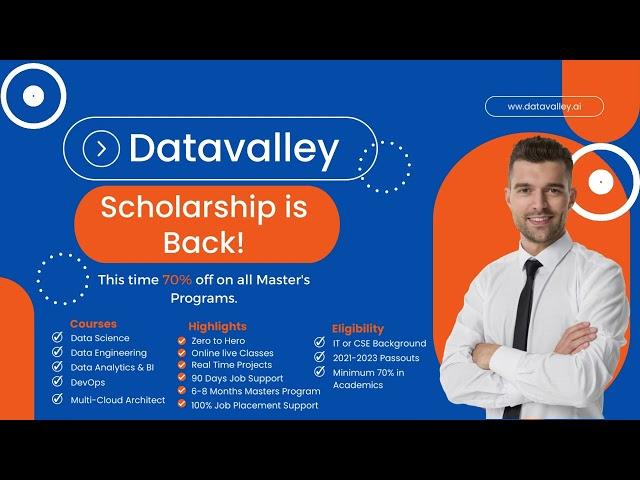 Datavalley's Scholarship Program is BACK ! for Job Oriented Masters Program #scholarship