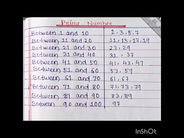 prime numbers between 1 and 100