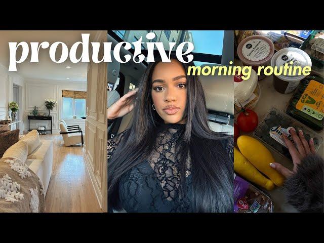 Productive Feminine MORNING VLOG! clean, grwm, work, grocery haul, etc...