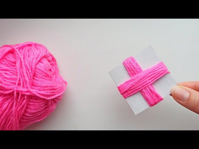 Цветок из пряжи на картоне .Супер легкие идеи .Super Easy Flower Craft Ideas with Woolen