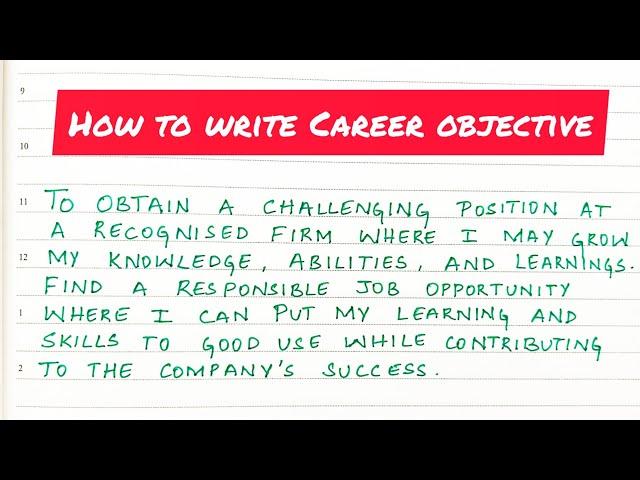 RESUME OBJECTIVE | How to Write Career Objective in Resume | Career objective | Rough Book