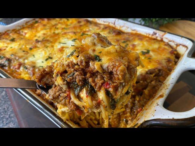 The BEST Cheesy BAKED SPAGHETTI RECIPE! Make This TONIGHT!