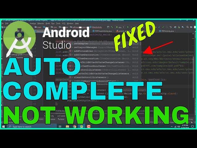 Code completion not working in Android Studio | Code suggestion not working in android studio