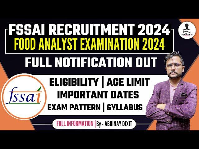 FSSAI Recruitment 2024| FSSAI Food Analyst Notification Out 2023 | FSSAI Vacancy 2024 | Food Analyst