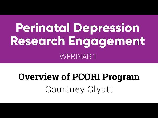 Perinatal Connect - Maternal Health Webinar 1 Overview of PCORI Program