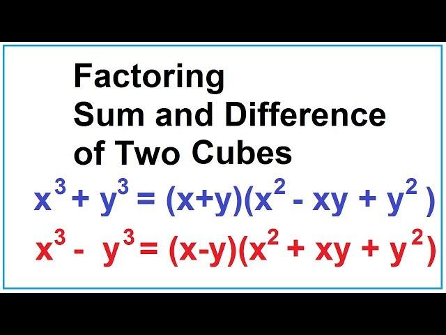 Factoring Sum and Difference of Two Cubes